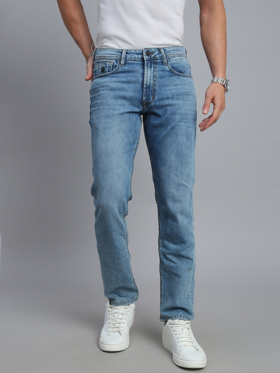 Light Blue Comfort Fit Stretchable Jeans