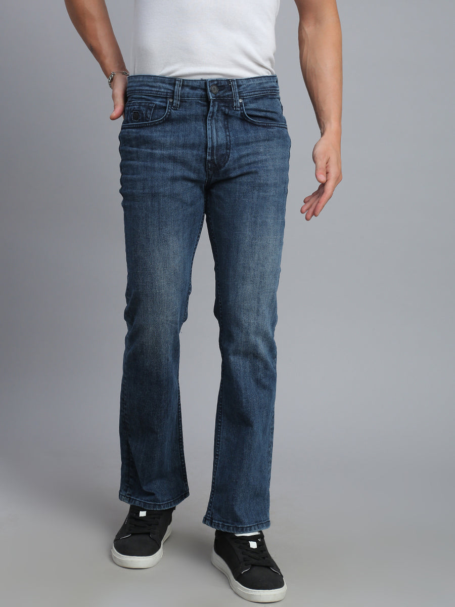 Smoke Indigo Blue Boot Cut Fit Stretchable Jeans