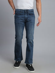 Smoke Indigo Blue Boot Cut Fit Stretchable Jeans