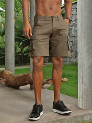 Khaki Slim Fit Cargo Shorts