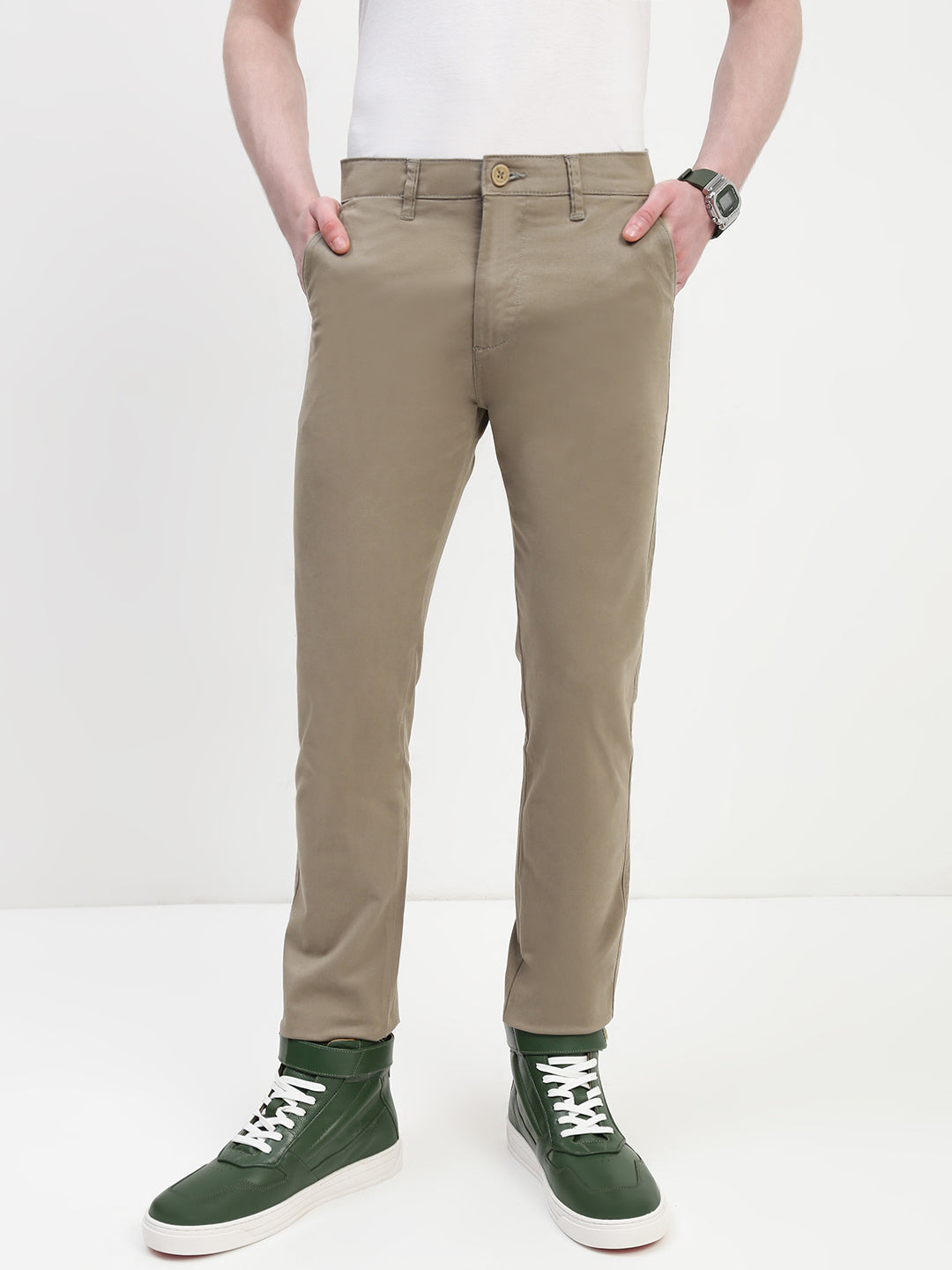 Dark Beige Comfort Fit Chinos Paint