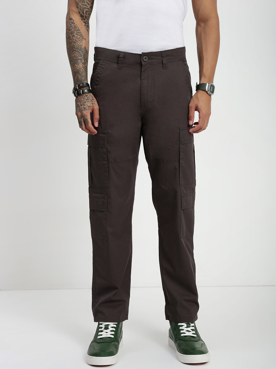 Dark Gray 9 Pocket Regular Fit Cargo Paint