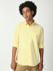 Yellow Full Sleeve Slim Shirt With Pocket