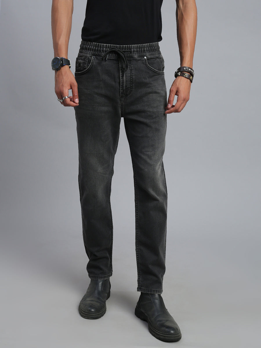 Charcoal Black Relax Fit Stretchable Jeans