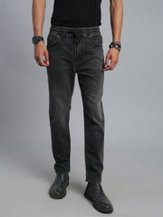 Charcoal Black Relax Fit Stretchable Jeans