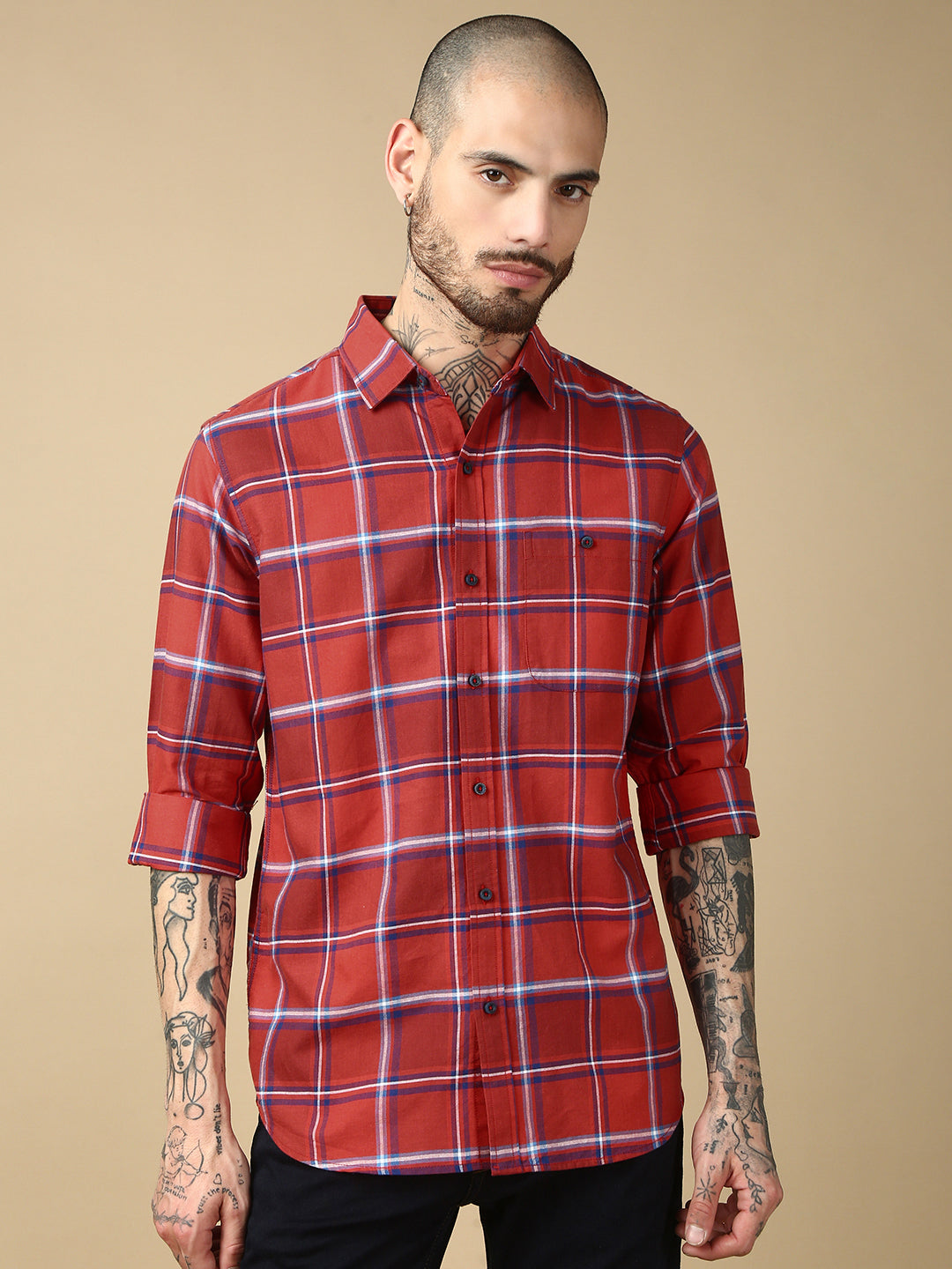 Checks Full Sleeve Relax Shirt With Pocket