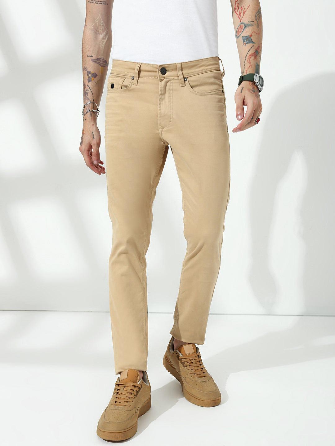 Khakhi  Slim  Fit Cross Pocket  Satin  Pants