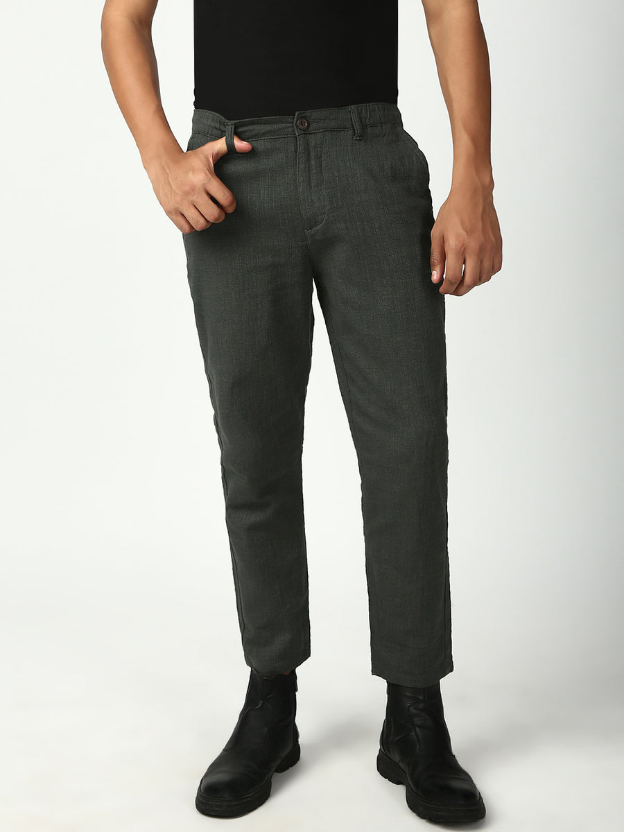 Olive Green Slim Fit Cross Pocket