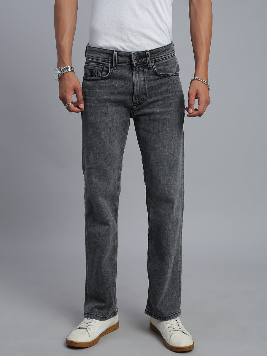 Grey Boot Cut Fit Stretchable Jeans
