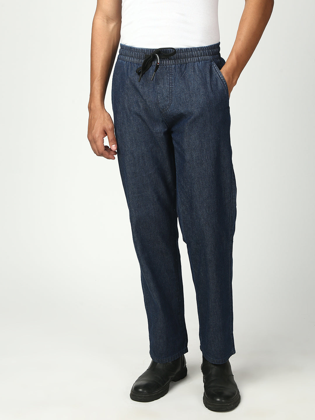 Blue Relax Fit Cross Pocket Cotton Pant