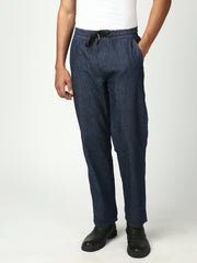 Blue Relax Fit Cross Pocket Cotton Pant