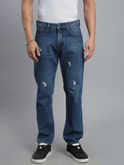 Blue Ripped Comfort Fit Jeans