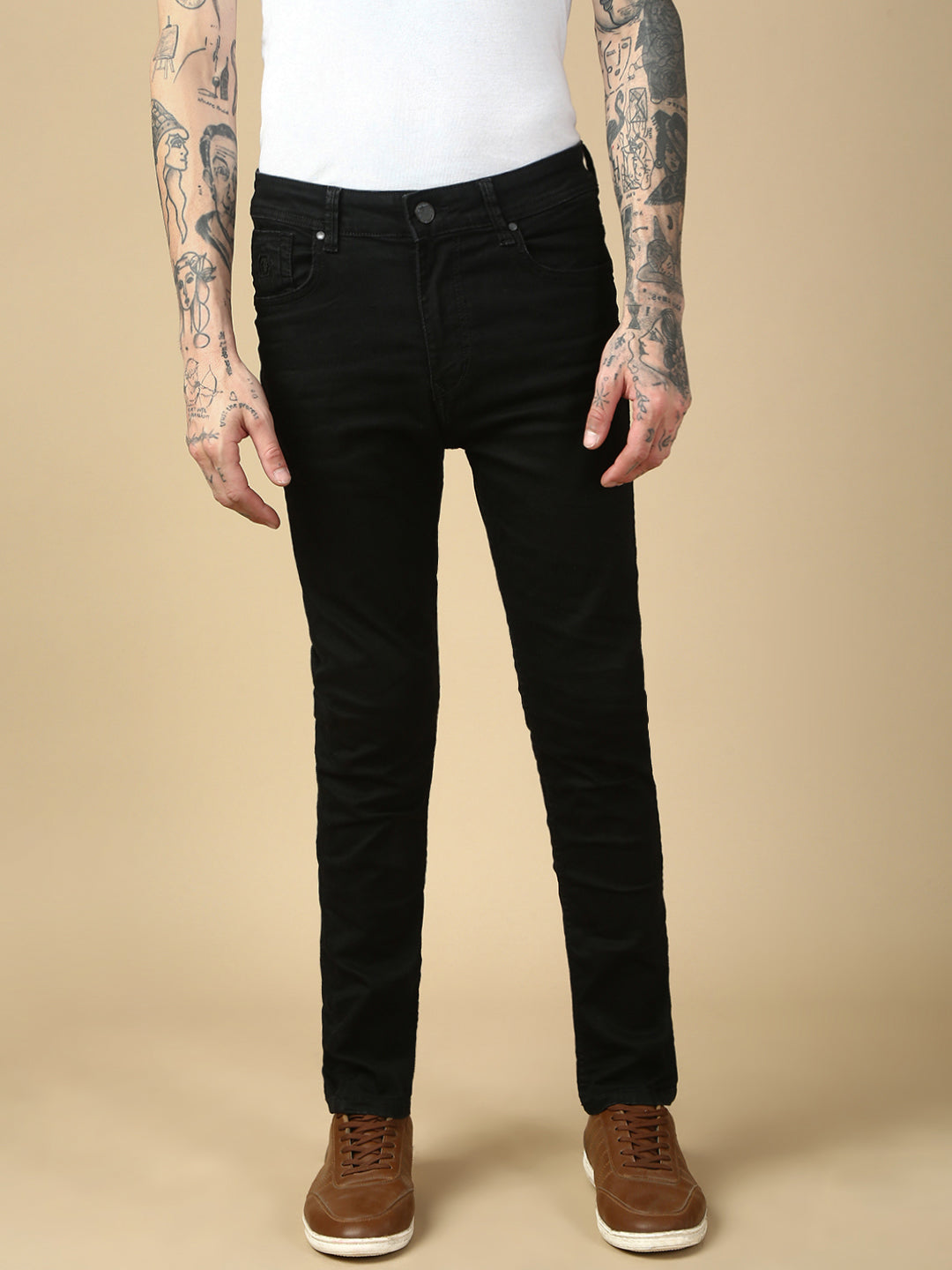 Raw Black Skinny Fit Stretchable Jeans