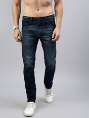 Vintage Yellow Blue Straight Stretchable Jeans