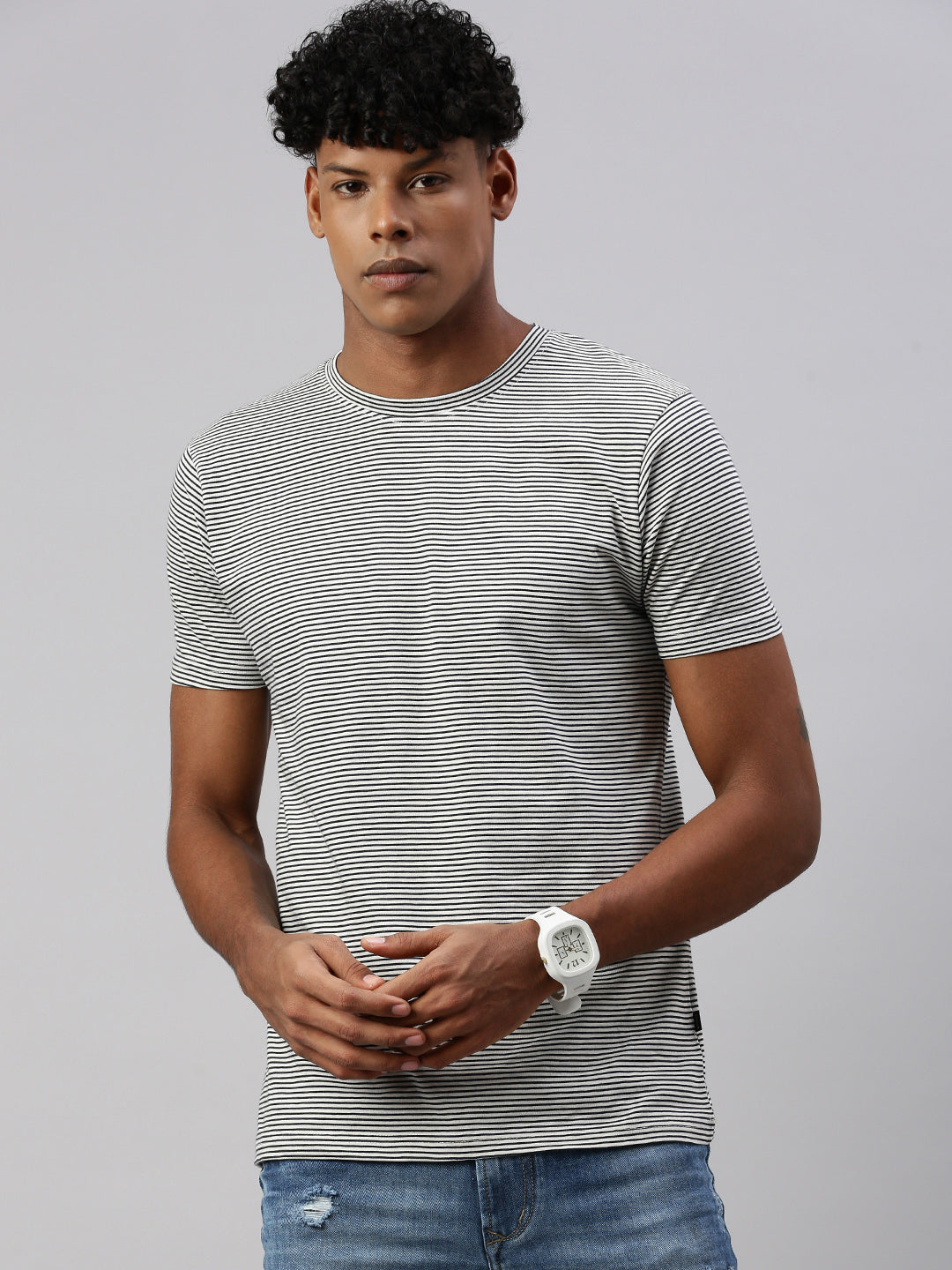 Stripe Half Slim Fit T-Shirt