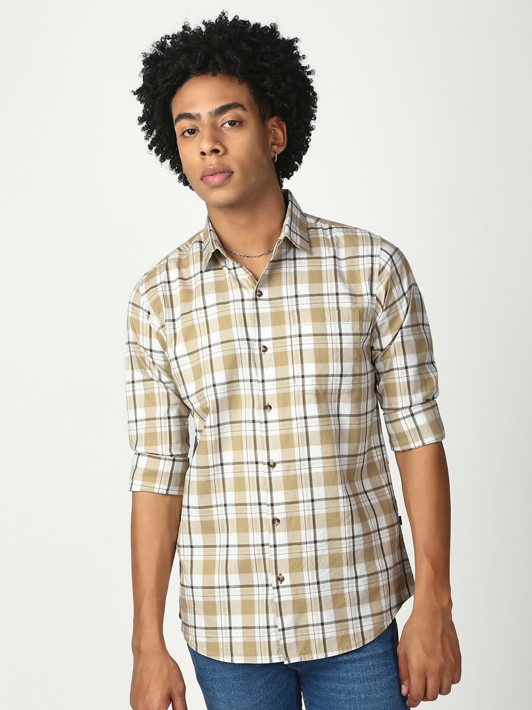 Checks Full Sleeve Slim Shirt With Pocket