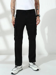 Black 7 Pocket Regular Fit Cargo Paint