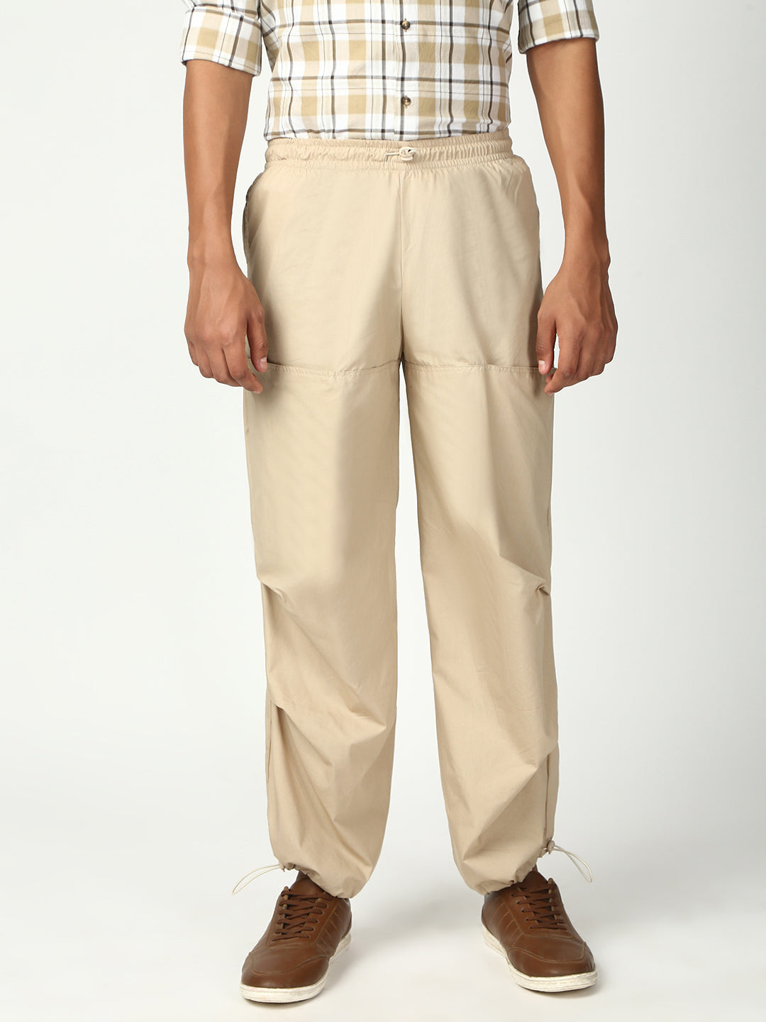 Beige Parachute Cotton Pant