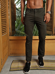 Dark Olive Slim Fit Men’s Cotton Pants