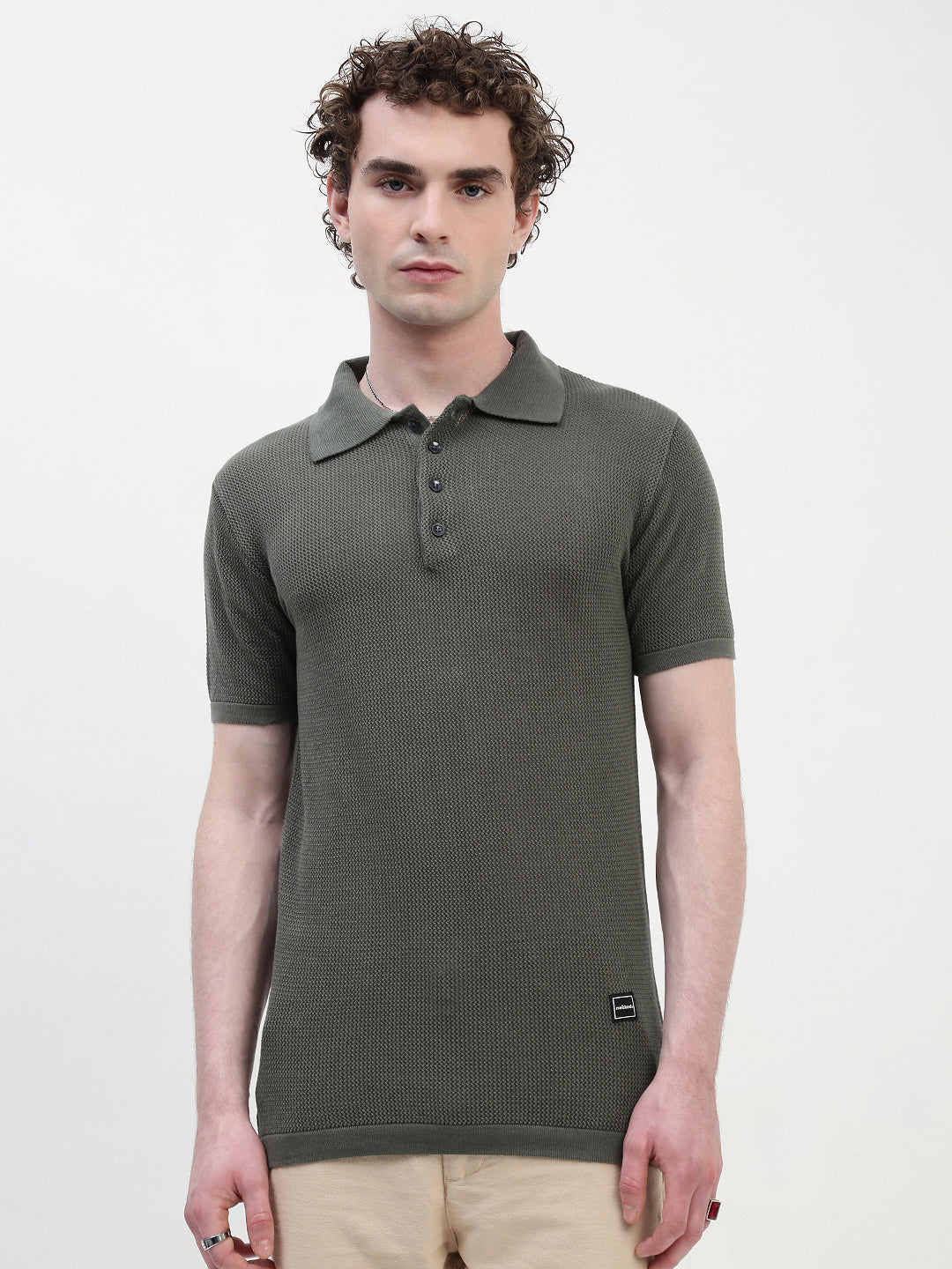 Polo See Through Olive Cotton T-Shirt