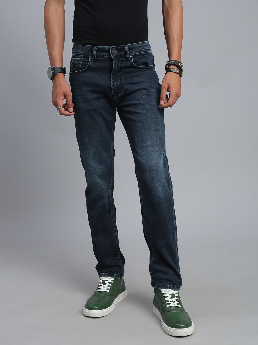 Blue Vintage Regular Straight Fit Stretchable Jeans