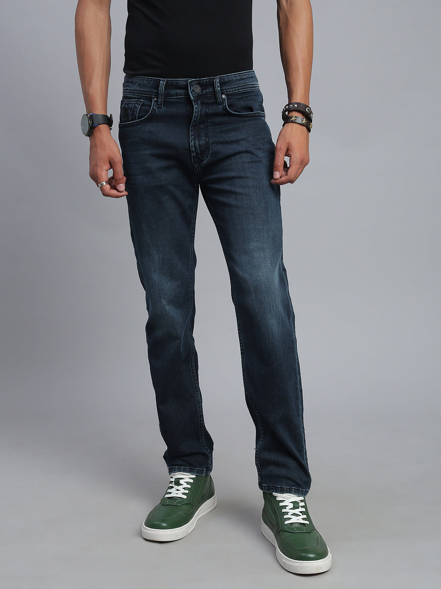 Blue Vintage Regular Straight Fit Stretchable Jeans