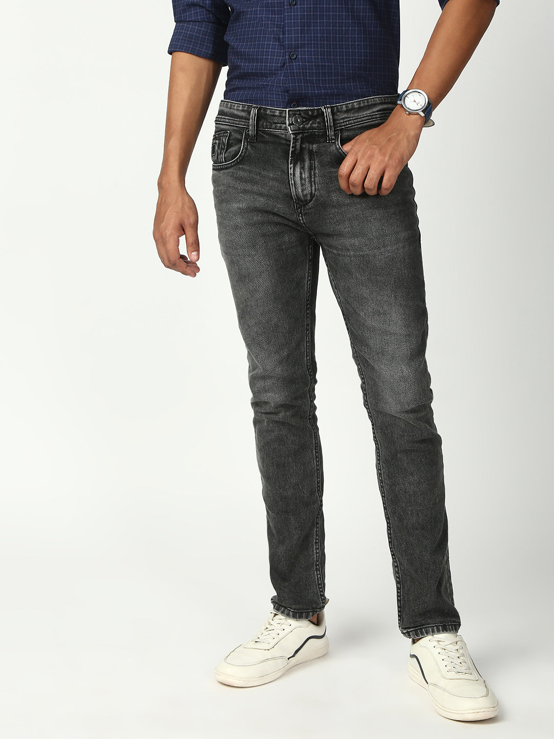 Gray Slim Fit Stretchable Jeans
