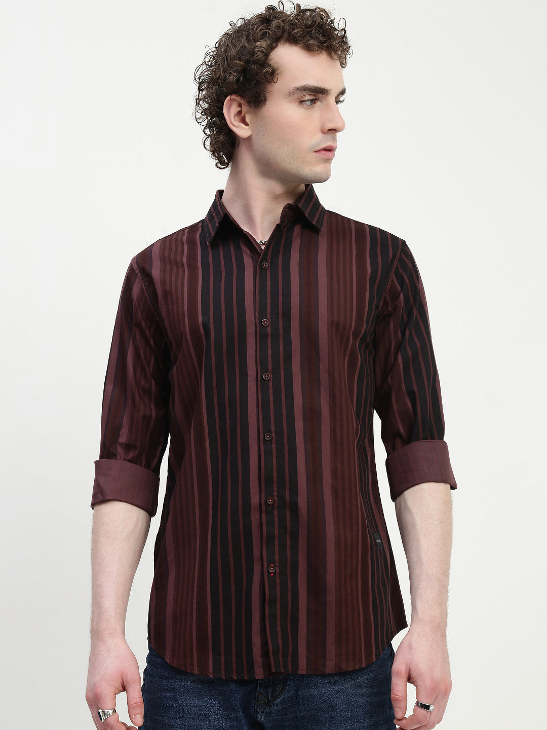 Stripe Full Sleeve Slim Fit Shirt Without Pocket