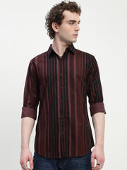 Stripe Full Sleeve Slim Fit Shirt Without Pocket