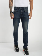 Vintage Blue Stretch Trapped Fit Jeans