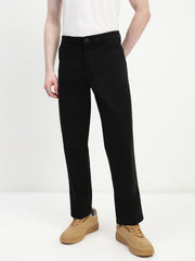 Black Straight Fit Cross Pocket Cotton Pants