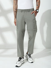 Grey  Detachable Convertable Regular Fit Cargo Paint