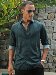 Printed Satin Giza Cotton Shirt Without Pocket