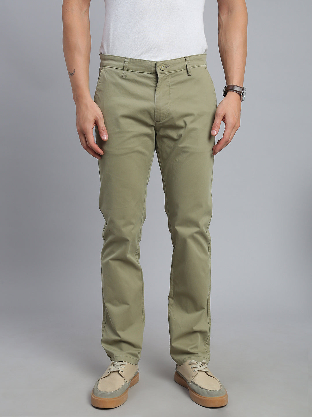 Sage Green Comfort Slim Fit Chinos Paint