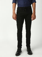 Black Skinny Elastic Belt Jeans