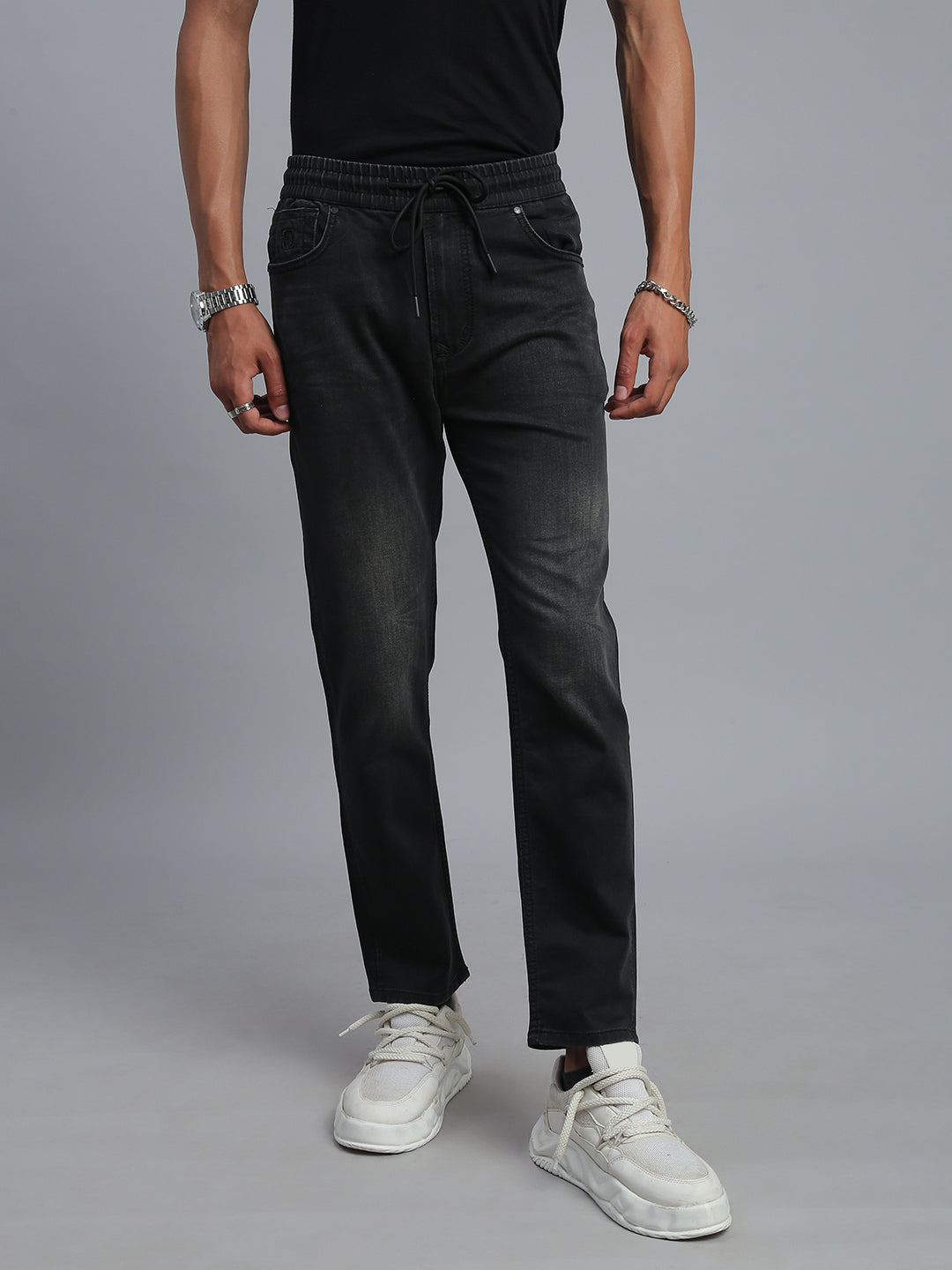 Carbon Black Relax Fit Stretchable Jeans