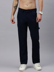 Navy Blue Straight Fit Men’s Cotton Pants
