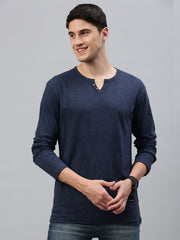 Air Force Blue Henley Neck Full Sleeve t-shirt