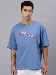 Printed Round Neck Oversize Half Sleeve T-Shirt