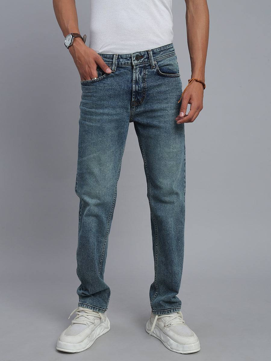 Mild Blue Vintage Regular Straight Fit Stretchable Jeans