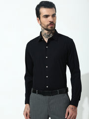 Black Full Sleeve Slim Fit Shirt Without Pocket