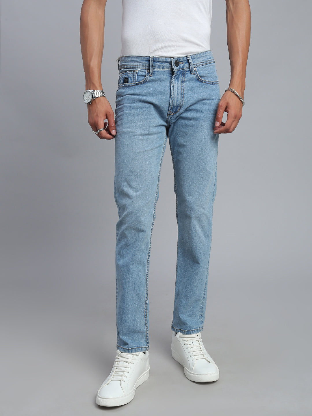 Ice Blue Comfort Slim Fit Stretchable Jeans