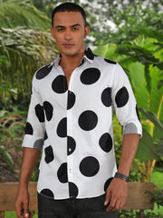 Printed Satin Giza Cotton Shirt Without Pocket