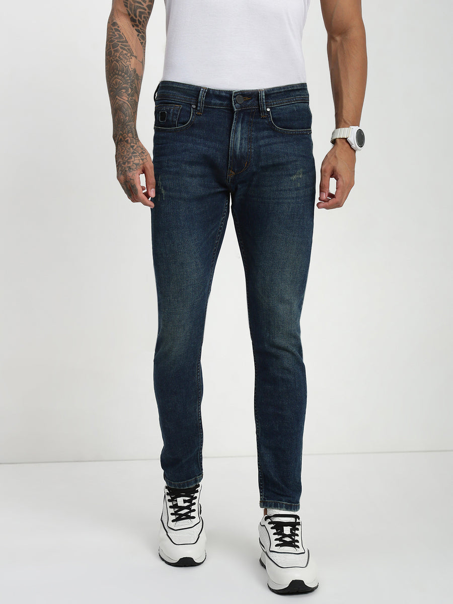 Vintage Blue Poly Stretch Trapped Fit Jeans