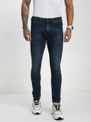 Vintage Blue Poly Stretch Trapped Fit Jeans