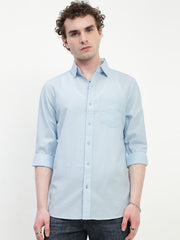 Seersucker Sky Full Sleeve Relsx Fit Shirt With Pocket