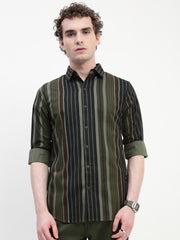 Stripe Full Sleeve Slim Fit Shirt Without Pocket