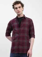 Oxford Checks Full Sleeve Slim Fit Shirt Without Pocket