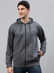 Gray Men's Hoodies With Full Zip