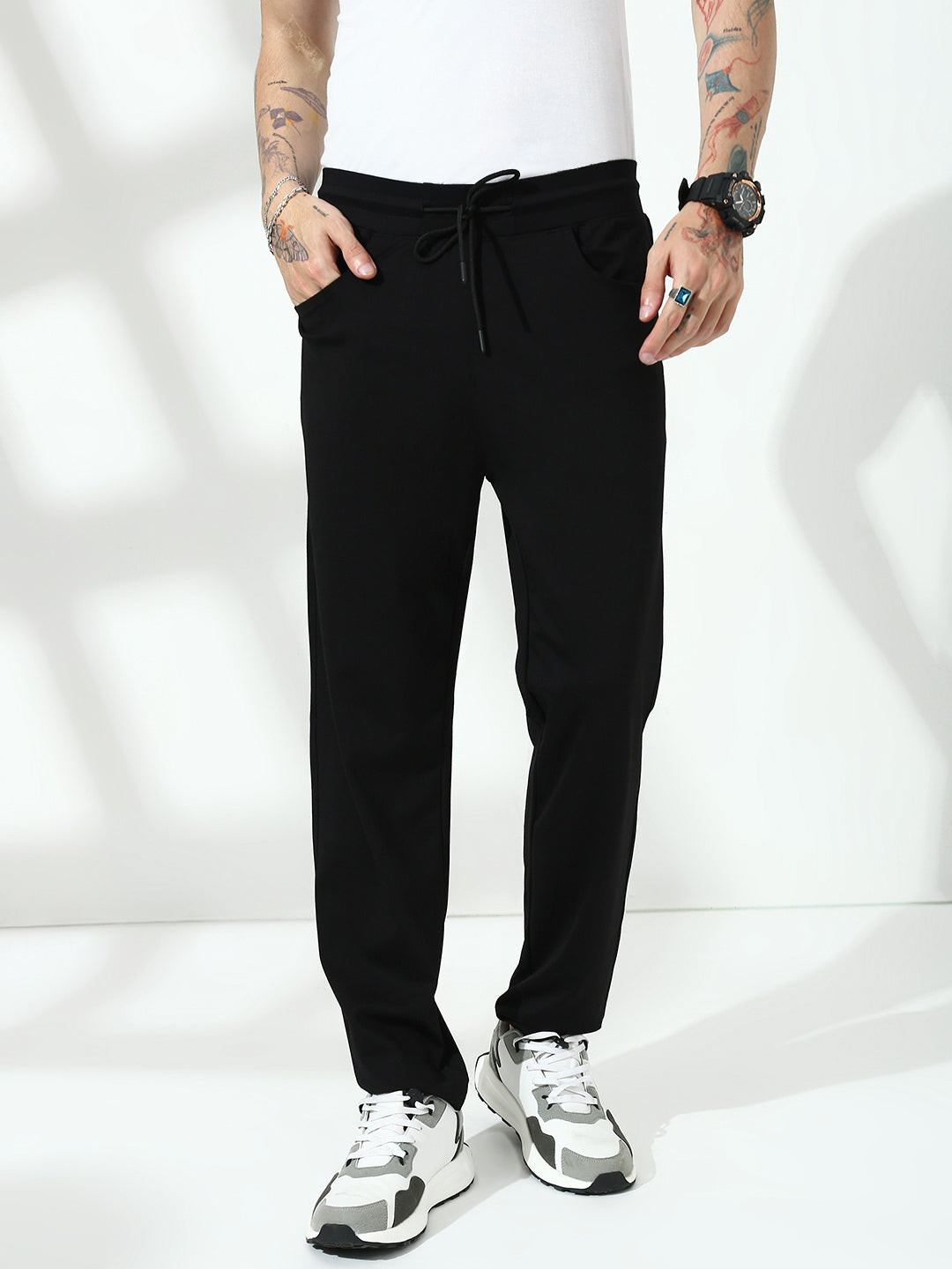 Black Relax Fit Track Pant